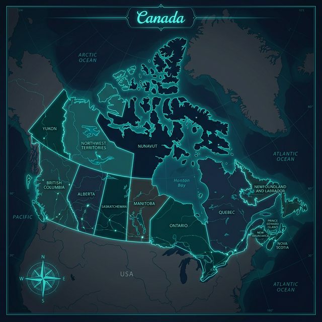 Map of Canada showing sweepstake casino legal status by province